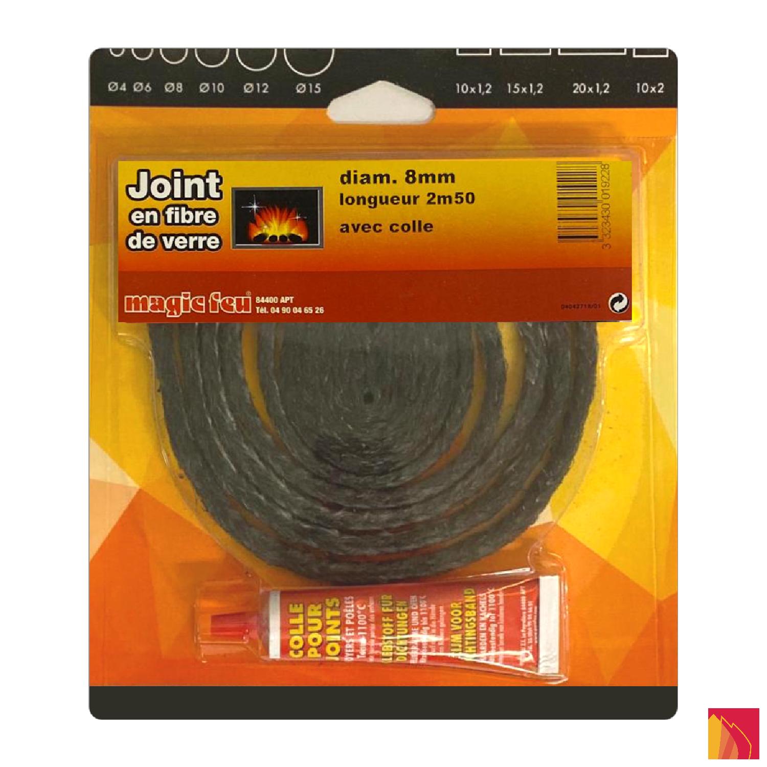 Joint rond Ø8mm pour cheminées, poêles et inserts - Nettoyants et