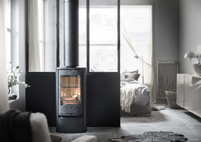 Contura 810 noir - Porte en fonte, plateau supérieur en aluminium laqué et porte