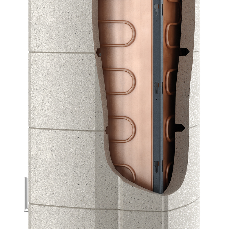 En el T-LINE PLUS se inserta un MÓDULO AQUA entre el bloque de acumulación y el revestimiento exterior.