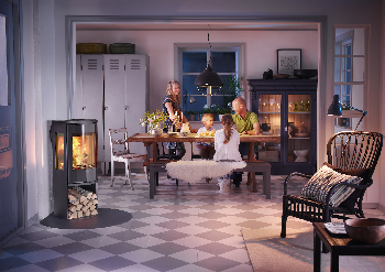 Contura 556 black - Glass door, cast-iron shelf