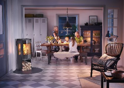 Contura 556 noir - Porte vitrée, plateau en fonte