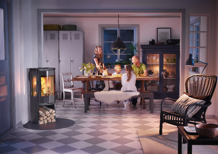 Contura 556 black - Glass door, cast-iron shelf