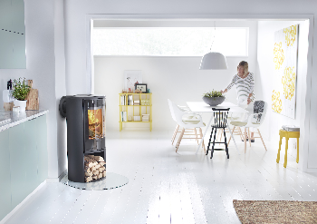 Contura 510 zwart - Glazen deur, gietijzeren blad