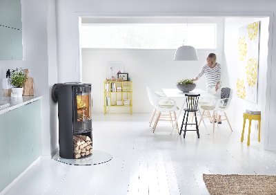 Contura 510 noir - Porte en verre, plateau en fonte