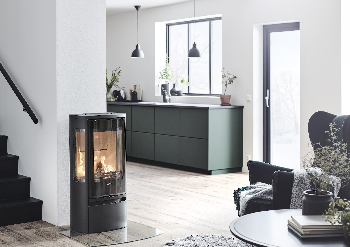 Contura 856 black - Glass door, lacquered aluminium top