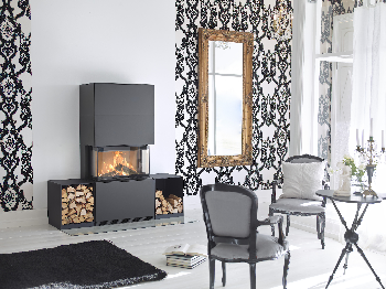 Contura i51 black version with wood storage rack