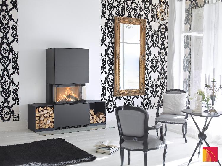 Contura i51 black version with wood storage rack