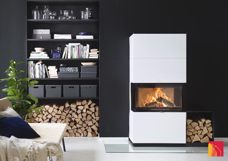 Contura i51 white version with wood storage rack