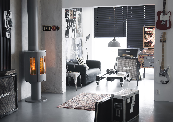 Contura 586 grey - Cast iron door, soapstone top