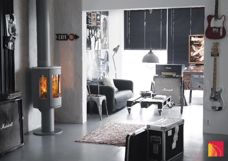 Contura 586 grey - Cast iron door, soapstone top