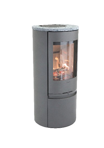 Contura 510 gris - Porte en fonte, plateau supérieur en pierre ollaire