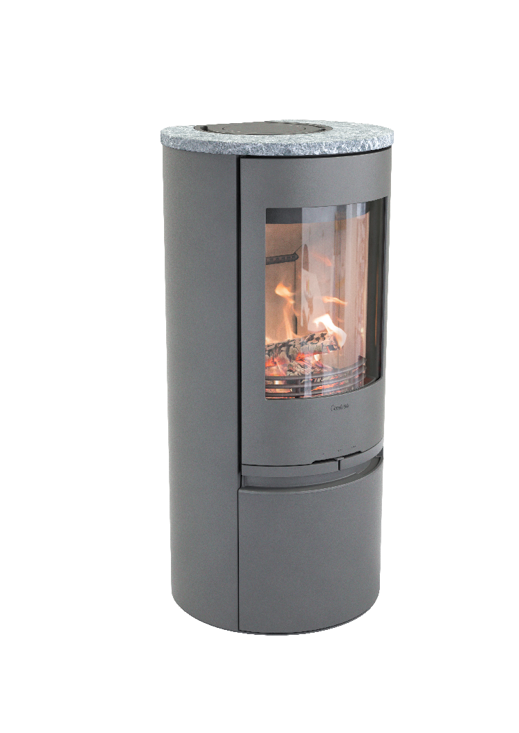 Contura 510 grijs - Gietijzeren deur, spekstenen bovenpaneel