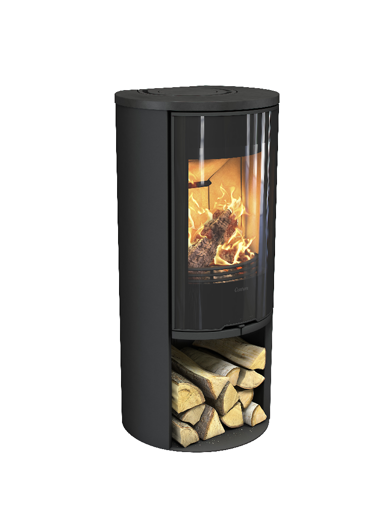 Contura 510 zwart - Glazen deur, gietijzeren blad