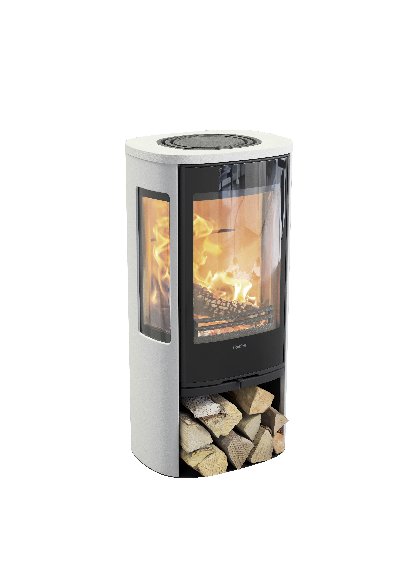 Contura 856 blanc - Porte vitrée, plateau en alu laqué