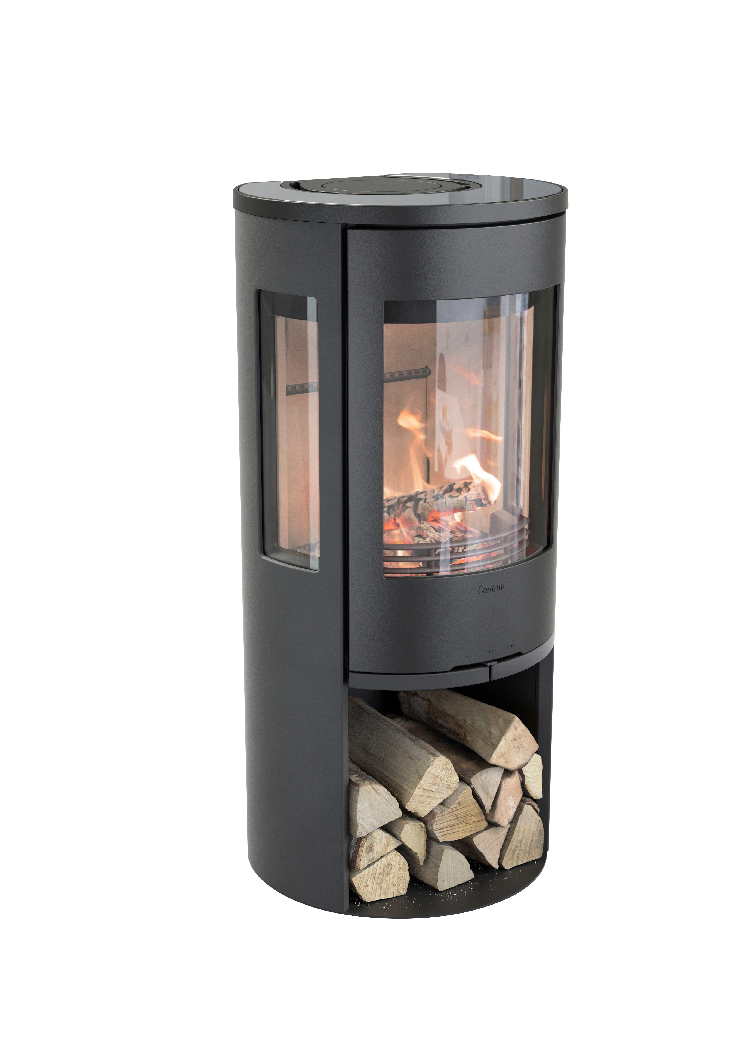 Contura 556 black - Cast iron door, glass shelf