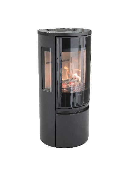 Contura 556 noir - Porte vitrée, plateau en verre