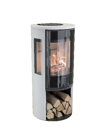 Contura 556 blanc - Porte vitrée, plateau en fonte
