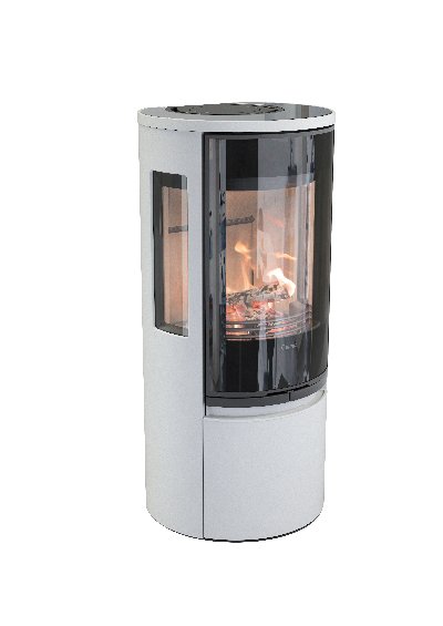 Contura 556 blanc - Porte vitrée, plateau en verre