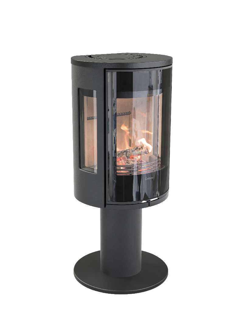 Contura 586 black - Cast iron door, glass shelf