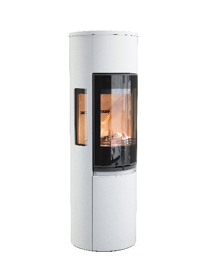 Contura 596 blanc - Porte en verre, plateau en fonte