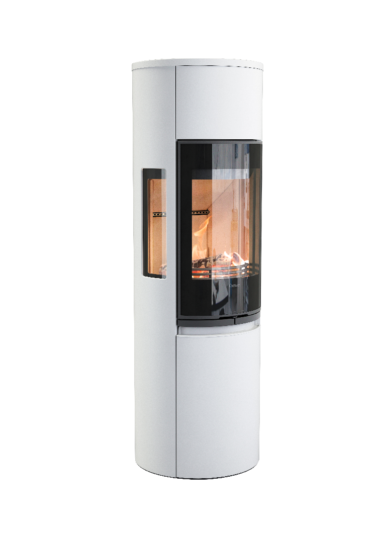 Contura 596 bianco - Porta in vetro, piano in ghisa