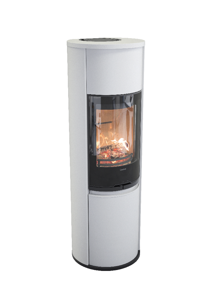 Contura 690 white - Glass door, aluminium lacquered top plate