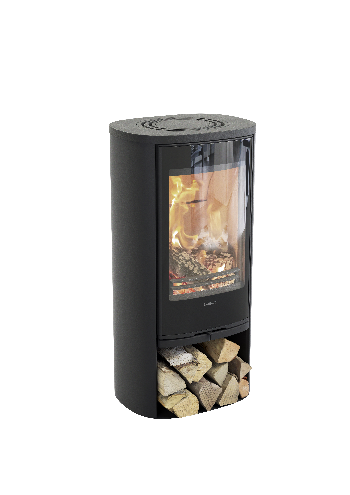 Contura 810 black - Glass door, lacquered aluminium top plate