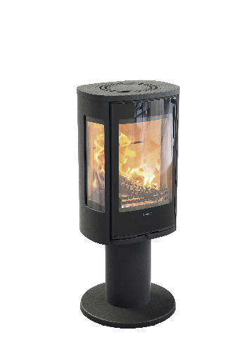 Contura 886 preto - Porta de vidro, placa superior em alumínio lacado