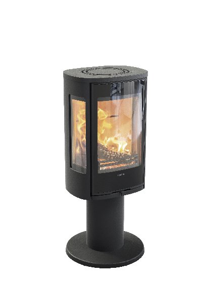Contura 886 noir - Porte en verre, plateau supérieur en aluminium laqué