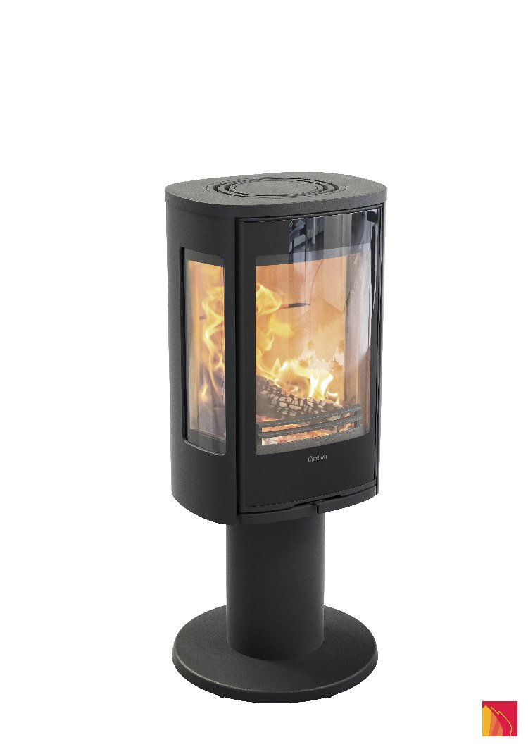 Contura 886 nero - Anta in vetro, piastra superiore in alluminio laccato