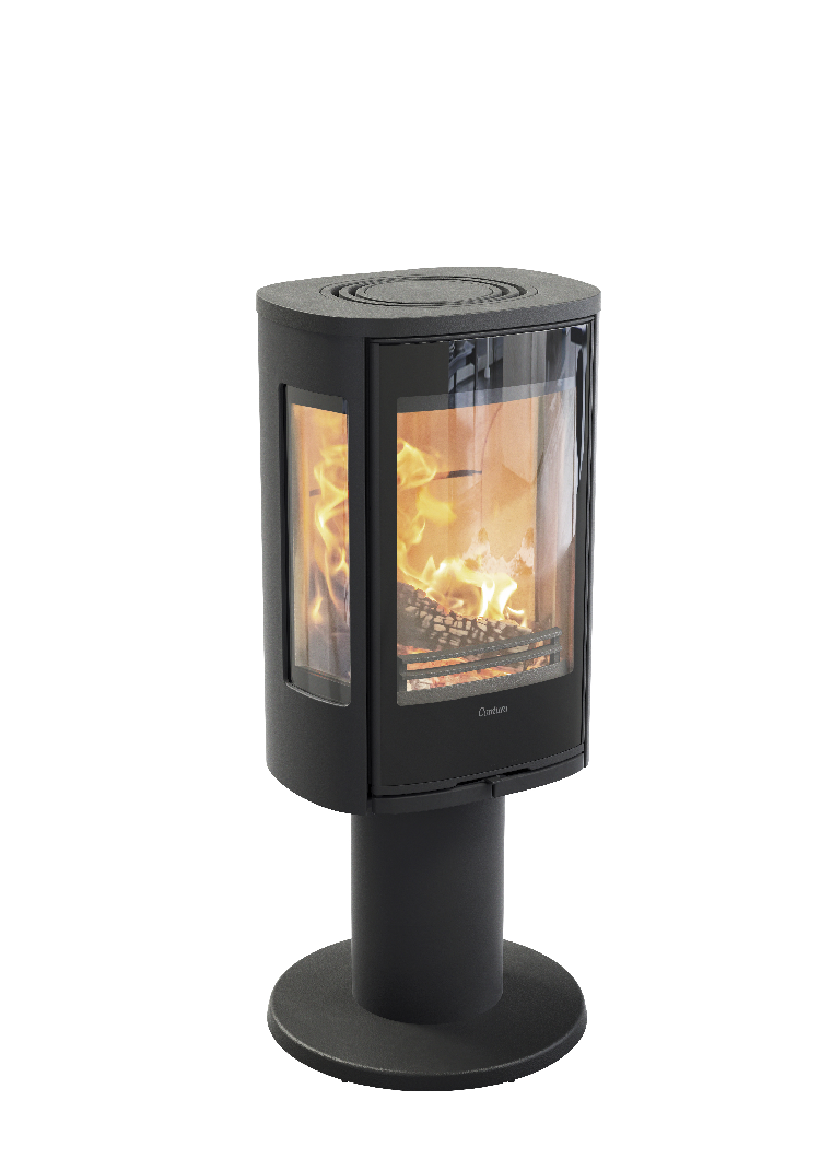 Contura 886 preto - Porta de vidro, placa superior em alumínio lacado