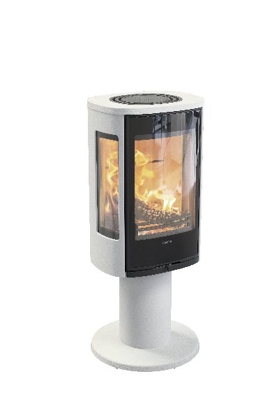 Contura 886 blanc - Porte en verre, plateau supérieur en aluminium laqué