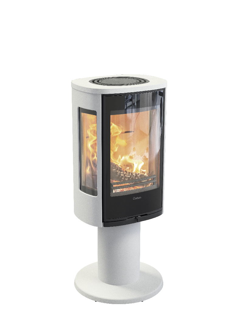 Contura 886 branco - Porta de vidro, chapa superior lacada a alumínio