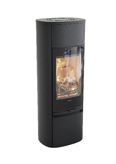 Contura 890 noir - Porte en verre, plateau supérieur en aluminium laqué
