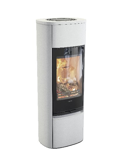 Contura 890 blanc - Porte en verre, plateau supérieur en aluminium laqué