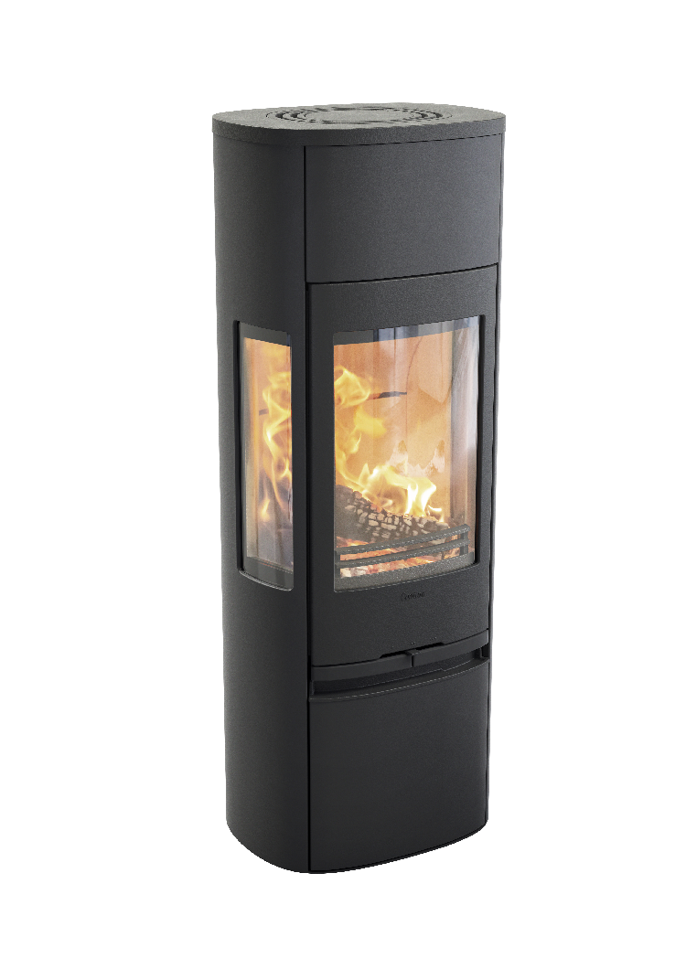 Contura 896 negro - Puerta de hierro fundido, placa superior de aluminio lacado