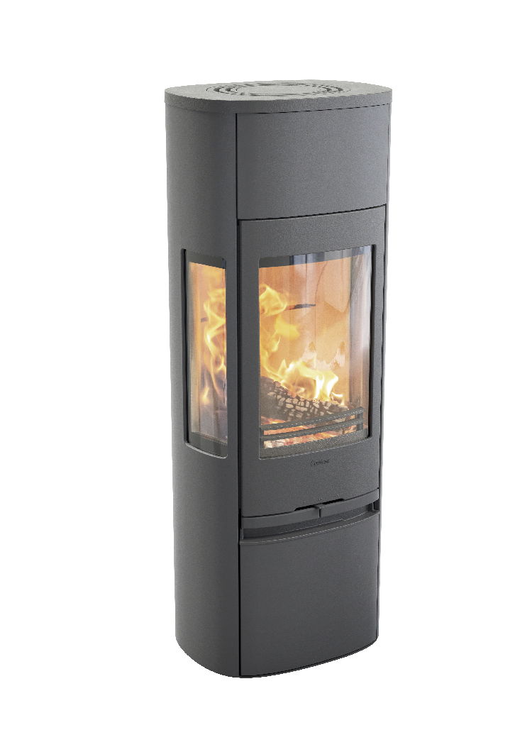 Contura 896 gris - Puerta de hierro fundido, placa superior de aluminio lacado