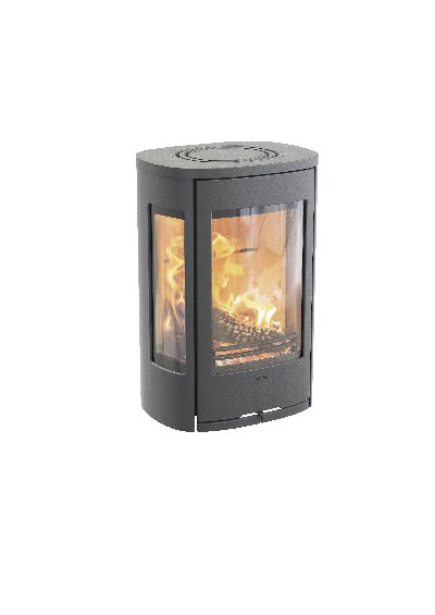 Contura 856w gris - Puerta de hierro fundido, tapa de aluminio lacado