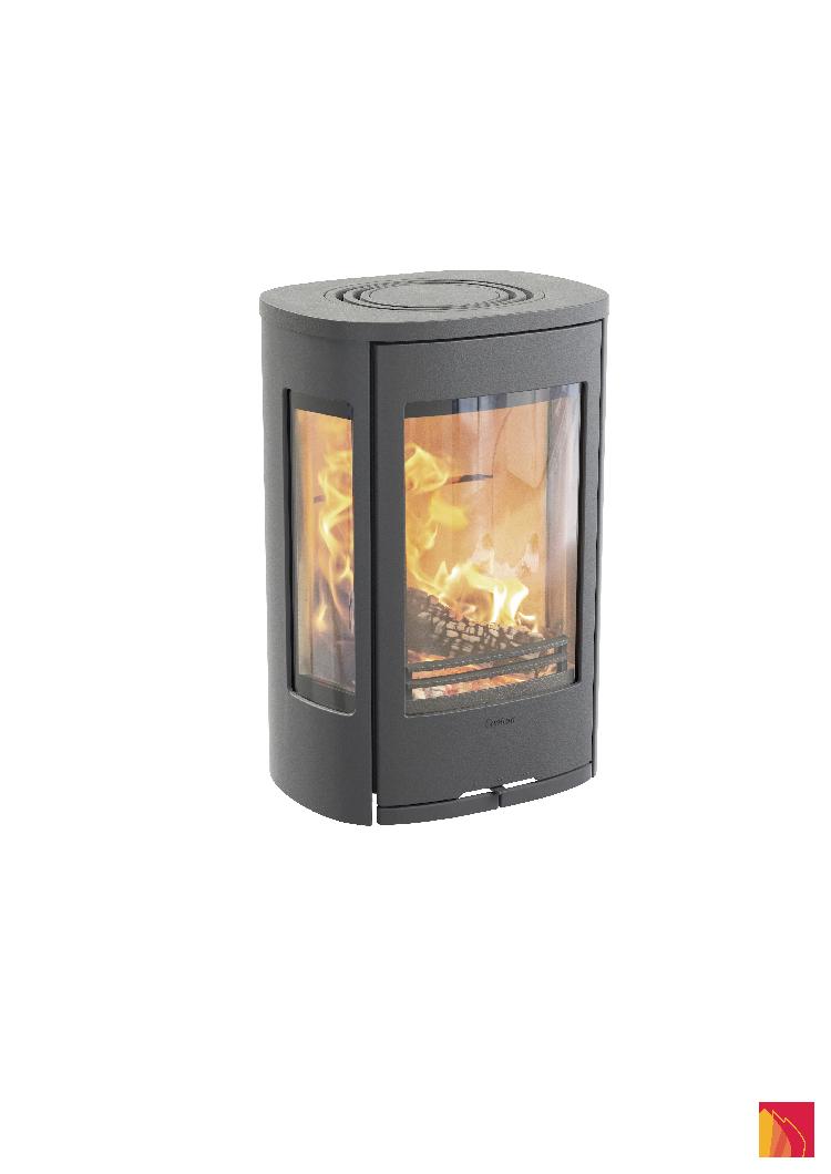 Contura 856w grey - Cast iron door, lacquered aluminium top