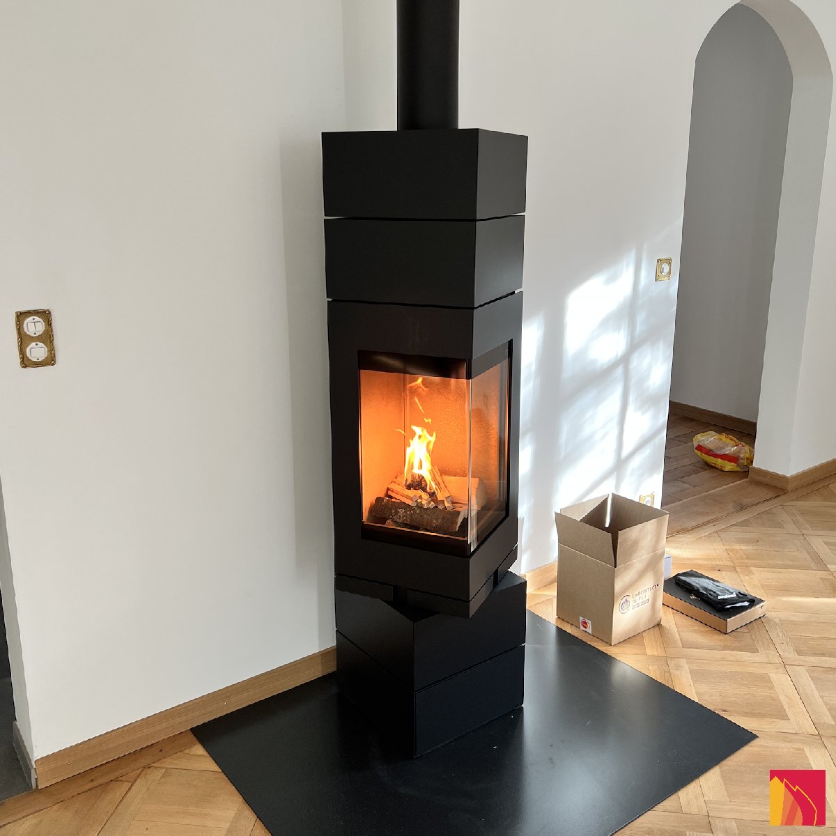 Poêle à bois Skantherm Elements 400 angle - Carron-Lugon