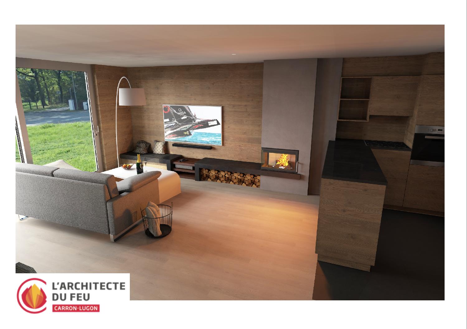 SCAN 5007 - Wood burning fireplace - Vitre latérale