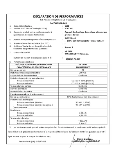 Declaración de rendimiento