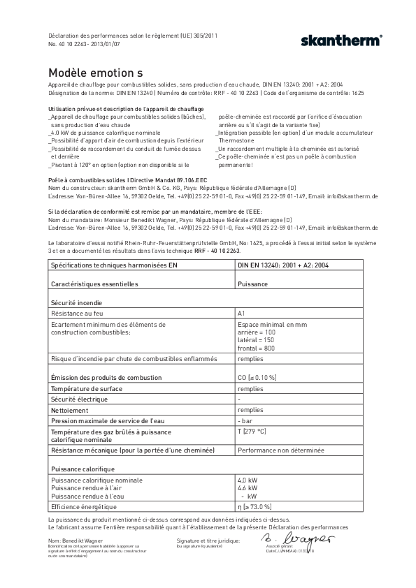 Declaration de performances