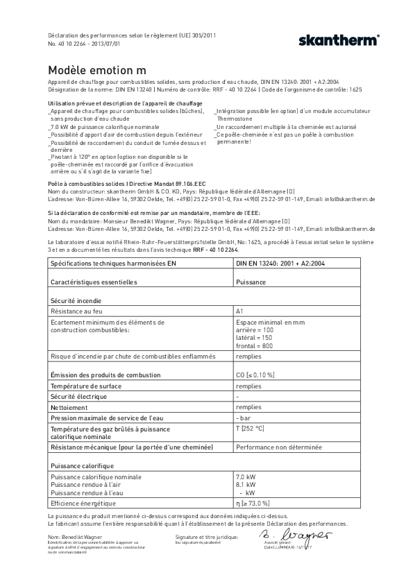 Declaration de performances