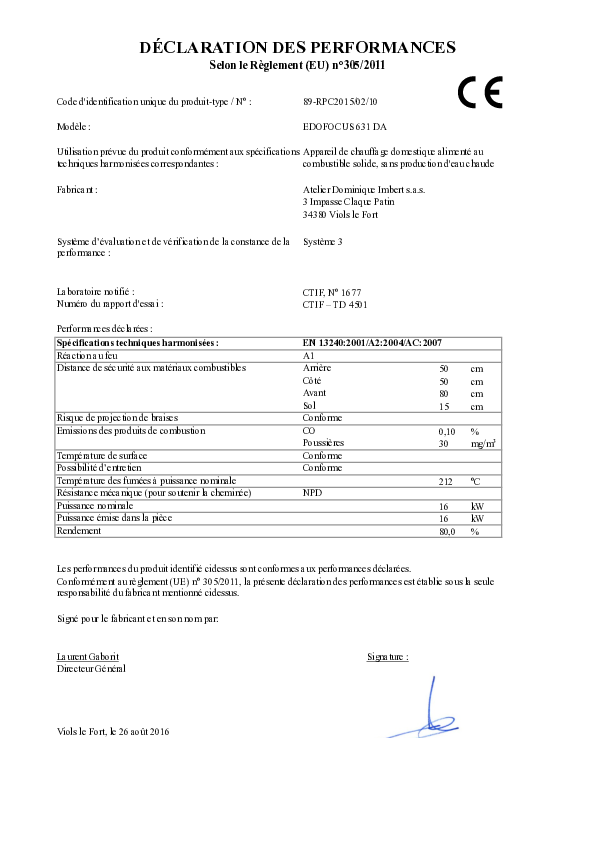 Declaração de Desempenho de Arranque Traseiro