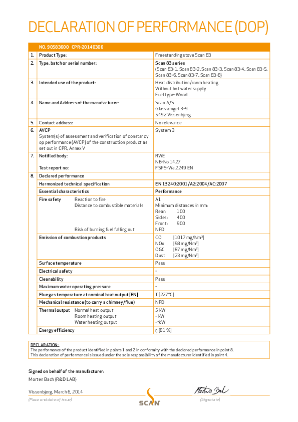 Déclaration de performances