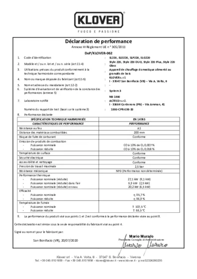 Déclaration de performances