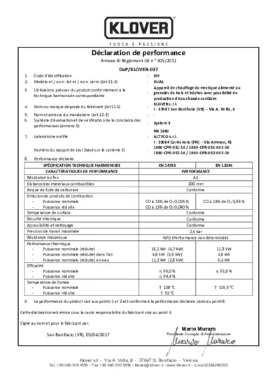 Déclaration de performances