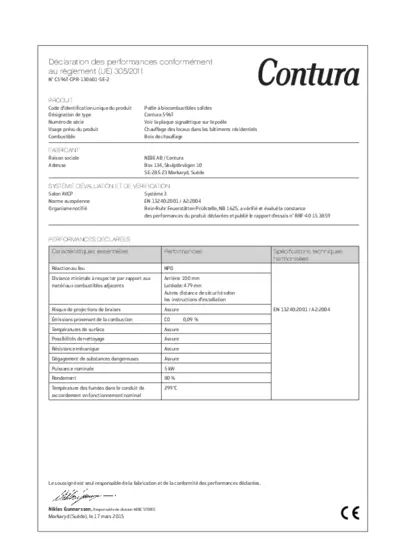 Déclaration de performances