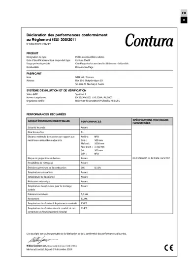 Declaración de rendimiento